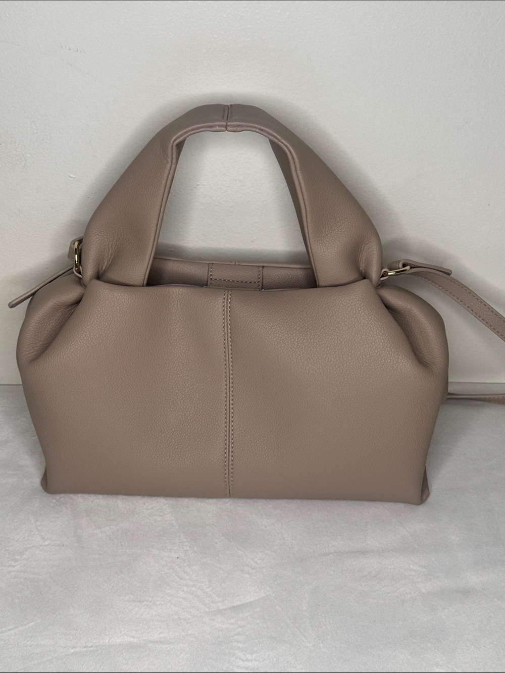 Neutral Taupe Shoulder Bag with Top Handles